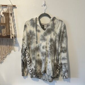 American Rag Tie-Dye Hoodie - Gray and White